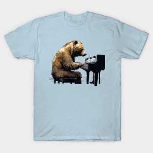 Grizzly Bear playing piano T-Shirt